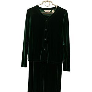 #3716 Bechamel Womens 90's green velour skirt set size L